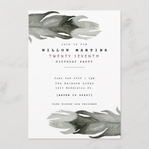 Aquarelle de plume moderne Invitation d'anniversai