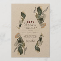 Aquarelle de plumes | Invitation Baby shower Boho