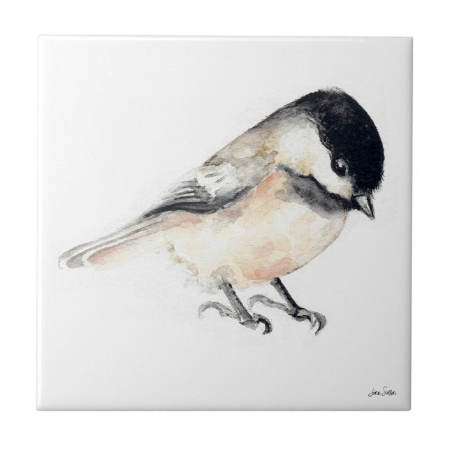 Aquarelle de poulet Carreaux en céramique (Chickadee Watercolor Ceramic Tile from Jenn's Emporium. )