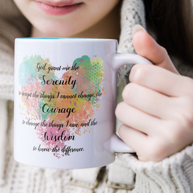 Aquarelle de prière de sérénité Mug de café à deux (Créateur téléchargé)