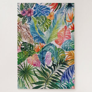 Aquarelle de puzzle Feuille Tropical