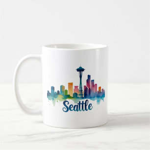 Aquarelle de Seattle City Skyline Mug