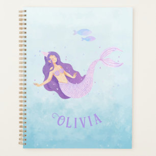 Aquarelle de sirène mauve mauve fille Anniversaire