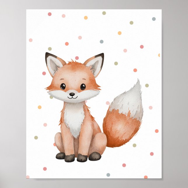 Aquarelle Déco Fox Nursery Murale Bois Bohème (Devant)