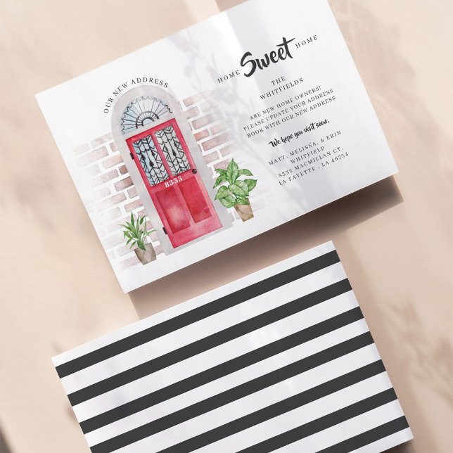 Aquarelle déplacée Weve Porte rouge Faire-part de  (Moving Address Announcement Red Door Chic Card)