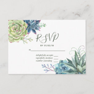 Aquarelle Désert Cactus Succulentes Mariage RSVP