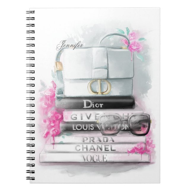 Aquarelle design de mode "Porte-monnaie sur livres (Devant)