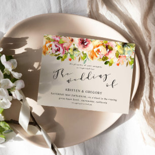 Aquarelle d'été Jardin Floral Faire-part de mariag