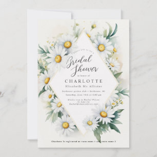 Aquarelle diamant marguerite invitation douche nup