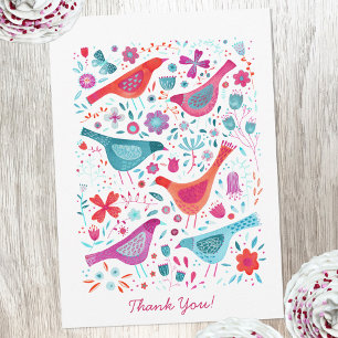 Aquarelle d'oiseau moderne Merci personnalisé