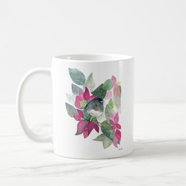 Aquarelle d'oiseaux d'Eyed Junco Art Café Mug (Gauche)
