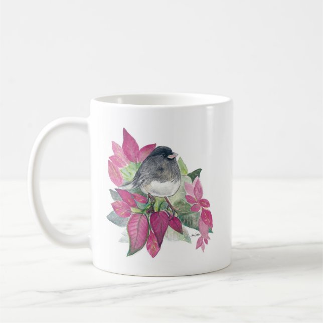Aquarelle d'oiseaux d'Eyed Junco Art Café Mug (Gauche)