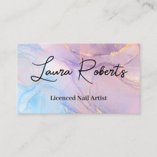 Aquarelle d'or bleu rose Cartes de visite