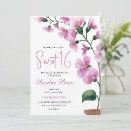Aquarelle d'orchidée rose douce 16 Invitation