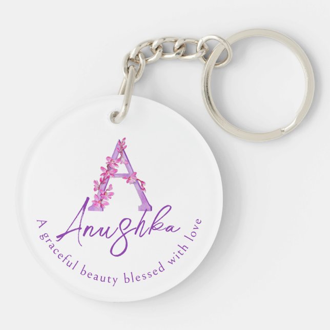 Aquarelle d'orchidée Un monogramme Anushka nom sig (Dos)