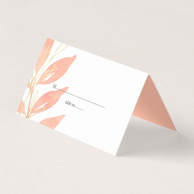 Aquarelle dorée Floral Mariage Cartes de table (Devant)