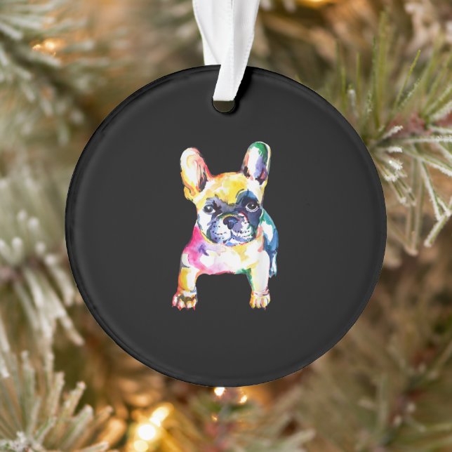 Aquarelle d'origine main Français Bulldog Cadeau (Arbre)