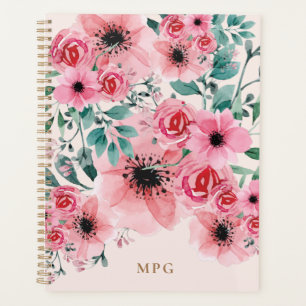 Aquarelle douce et élégante Monogramme Floral