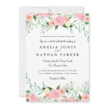 Aquarelle douce Faire-part de mariage rose