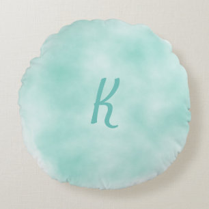 Aquarelle douce Monogramme Coussin rond