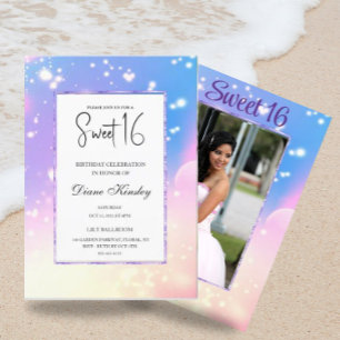 Aquarelle douce pastel photo Sweet 16 Invitation