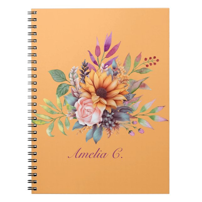 Aquarelle Douce Tone Poche Carnet Floral (Devant)
