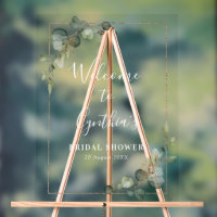 Aquarelle douche nuptiale eucalyptus bienvenue