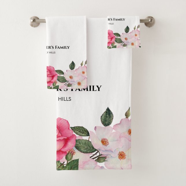 Aquarelle Doux rose blanc Roses illustration (En situation)