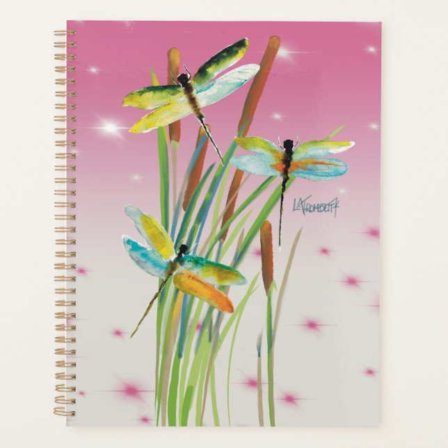 Aquarelle Dragonfly Pink Planner (Devant)