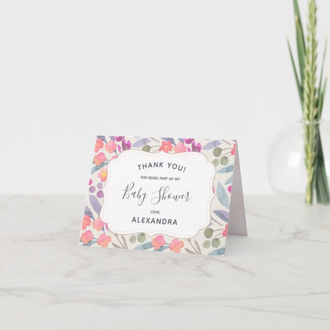 Aquarelle Dreamy Floral | MERCI BABY SHOWER (Devant)