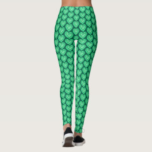 Aquarelle du coeur d'émeraude leggings d'art vert