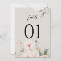 Aquarelle Dusty Rose rose Mariage Numéros de table