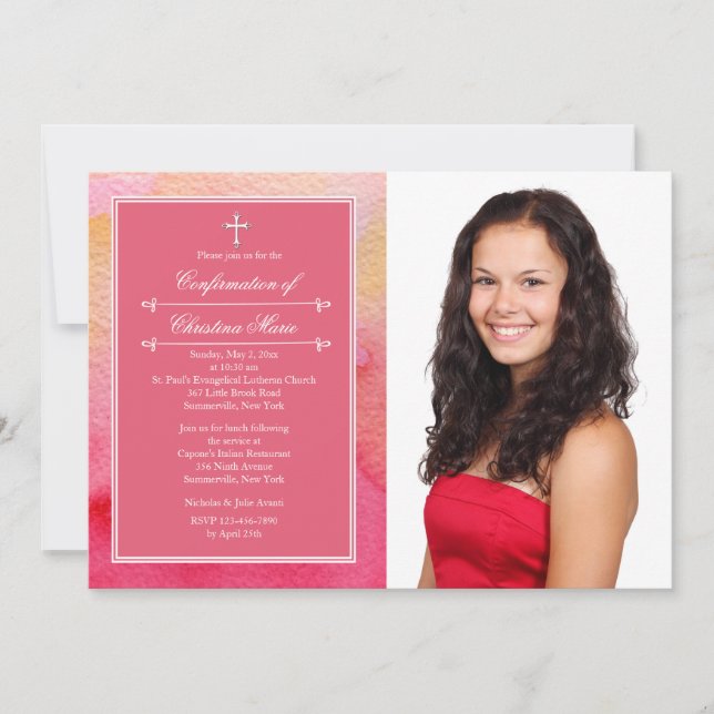 Aquarelle Elegance Photo Invitation (Devant)