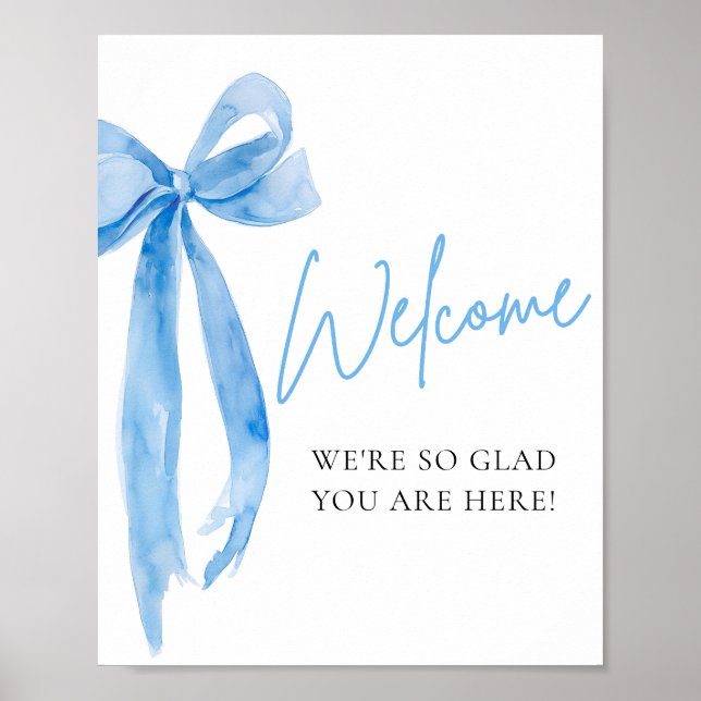Aquarelle Elegant Blush Bow Affiche de bienvenue (Devant)