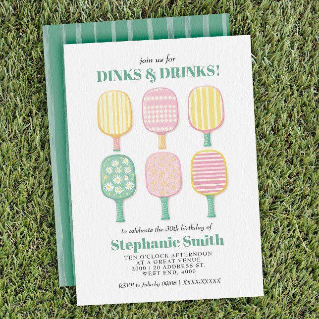 Aquarelle Elegant Pickleball Invitation Anniversai (Serve up some fun with this stylish pickleball-themed birthday invitation)