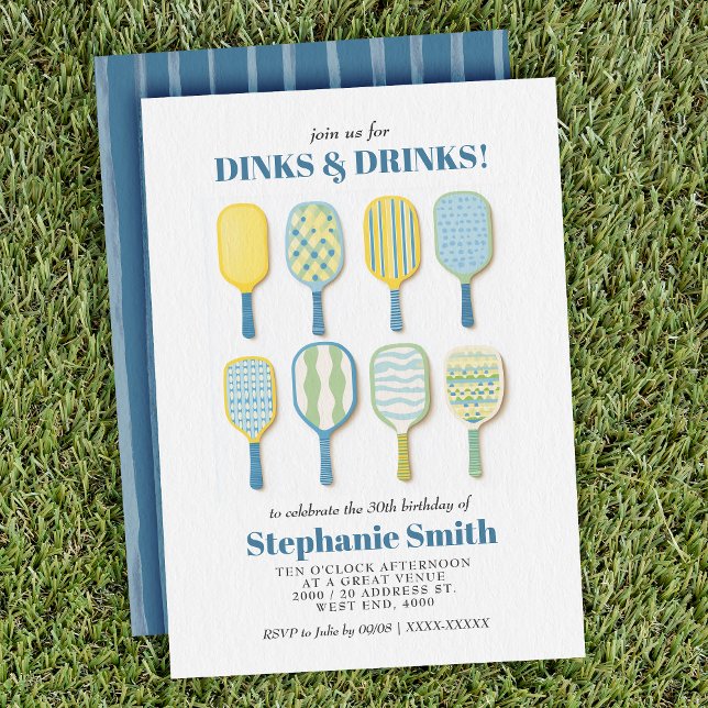 Aquarelle Elegant Pickleball Invitation Anniversai (Serve up some fun with this stylish pickleball-themed birthday invitation.)