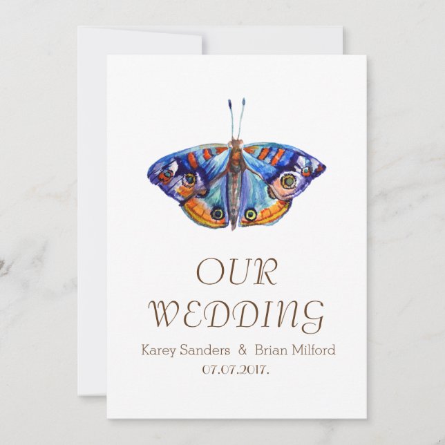 Aquarelle, Élégante invitation de mariage (Devant)