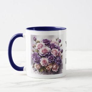 Aquarelle élégante Violet foncé Rose Flower Mug