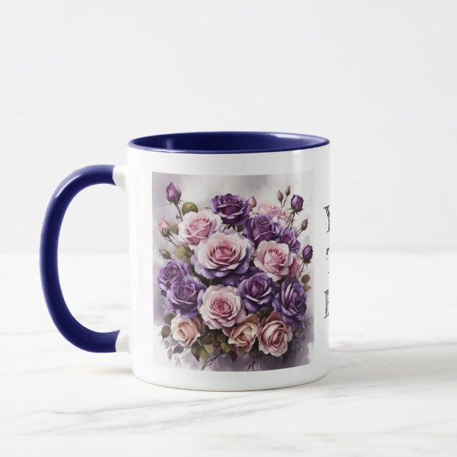 Aquarelle élégante Violet foncé Rose Flower Mug (Gauche)