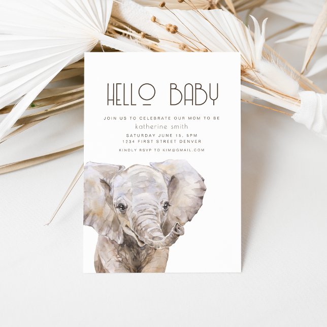 Aquarelle Elephant Thème Baby shower Invitation (Créateur téléchargé)