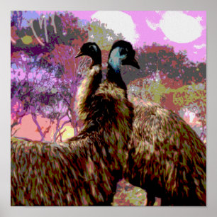 Aquarelle Emu Courtship, Poster