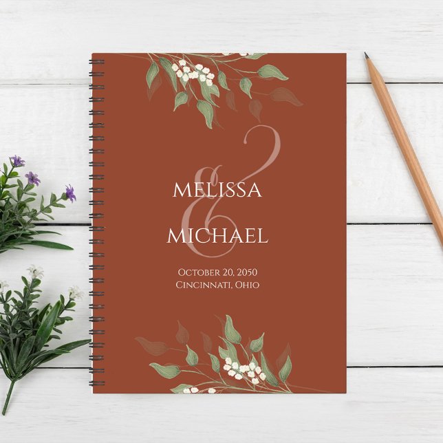 Aquarelle en terre cuite Floral Calligraphie Amper (Terracotta calligraphy ampersand wedding planner.)