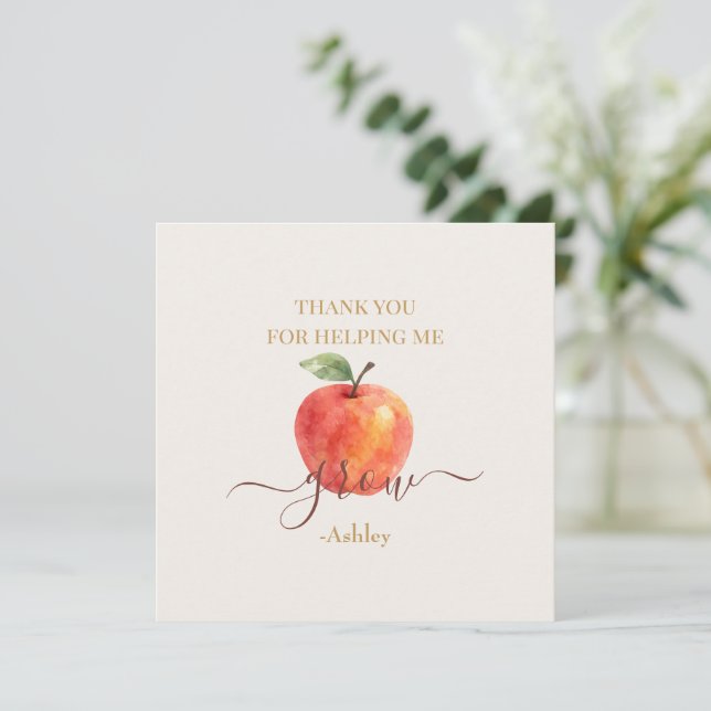 Aquarelle Enseignant Apple - Cartes de Remerciemen (Debout devant)