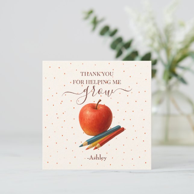 Aquarelle Enseignant Apple - Cartes de Remerciemen (Debout devant)