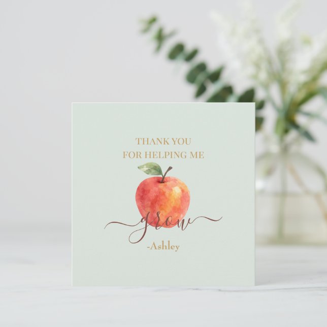 Aquarelle Enseignant Apple - Cartes de Remerciemen (Debout devant)