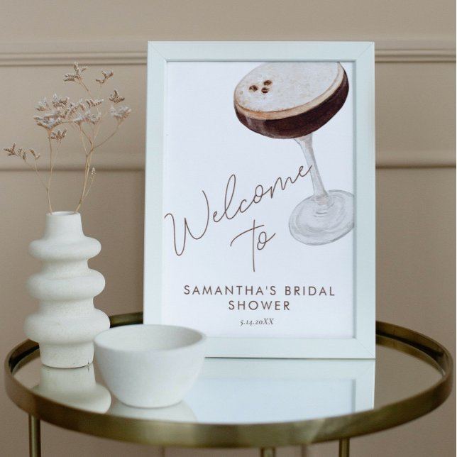 Aquarelle Espresso Martini douche Affiche de bienv (Créateur téléchargé)