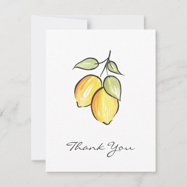 Aquarelle et Carte de remerciements citrons d'encr (Devant)