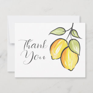 Aquarelle et Carte de remerciements citrons d'encr