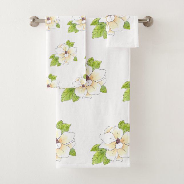 Aquarelle et stylo Motif à fleurs Magnolia (En situation)