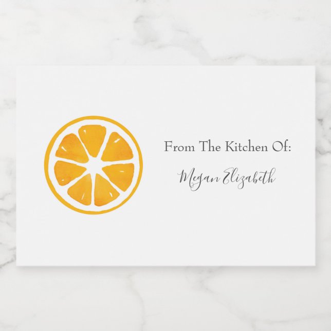 Aquarelle Étiquette alimentaire en tranche orange (Étiquettes simples)